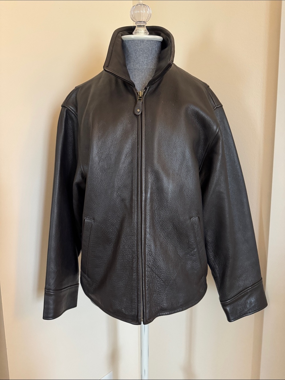 Vintage Eddie Bauer Brown Leather Zip-Front Jacket